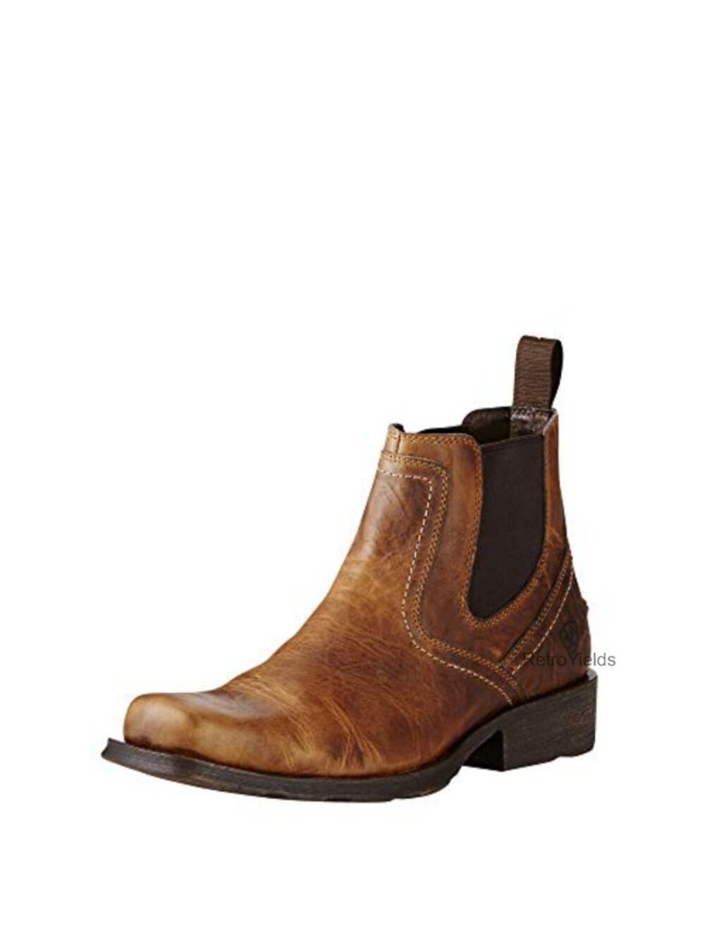 Full Grain Leather Square Toe Chelsea Western Boots Ankle High